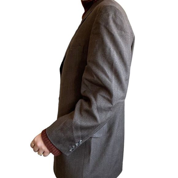 Vintage 80s Burberry Unisex Brown 100% Wool Oversized Sport Coat Blazer Sz 41S - Picture 7 of 10